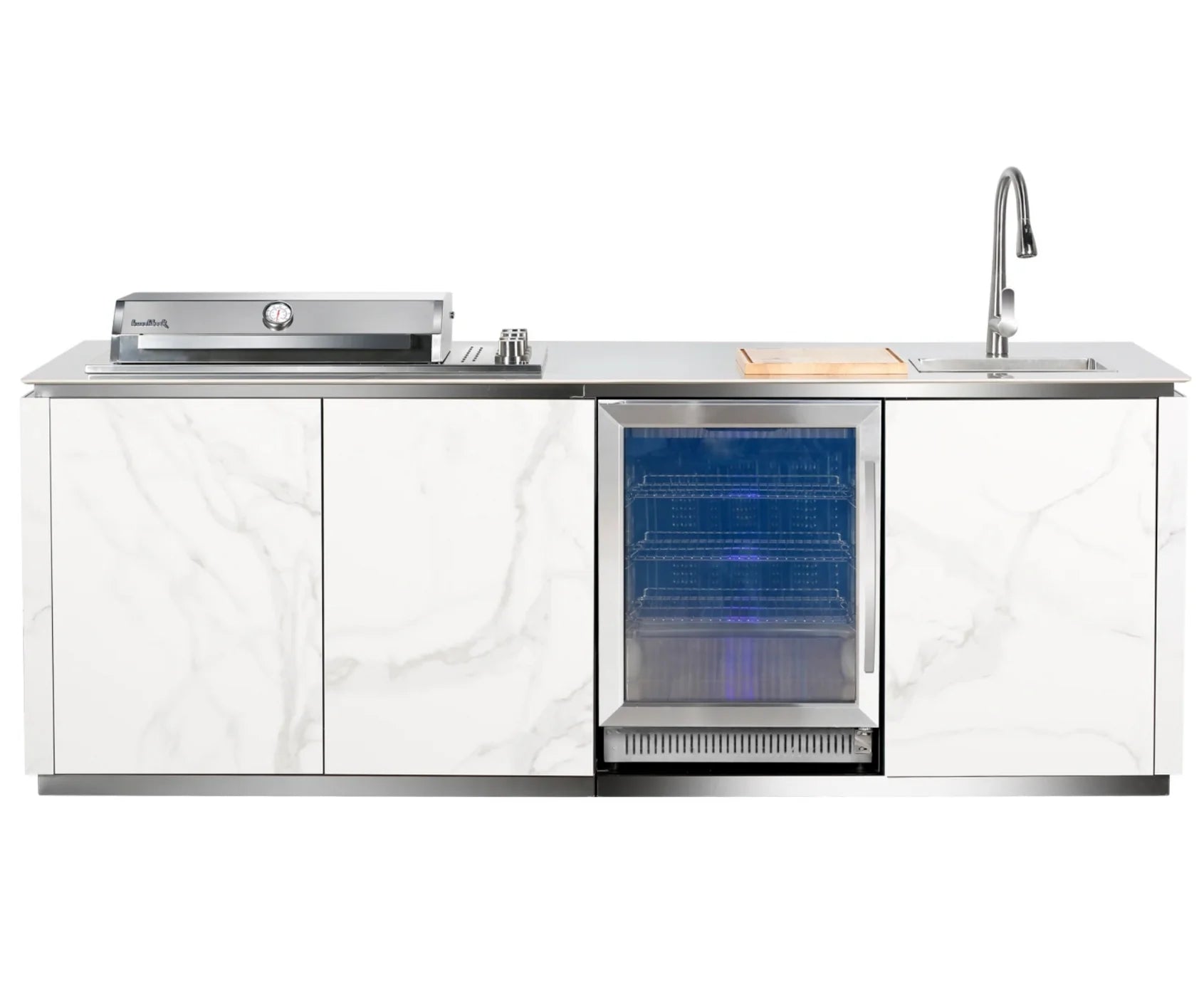 Buschbeck Derby Outdoor Kitchen Island 2.6M - Marble White + Cover