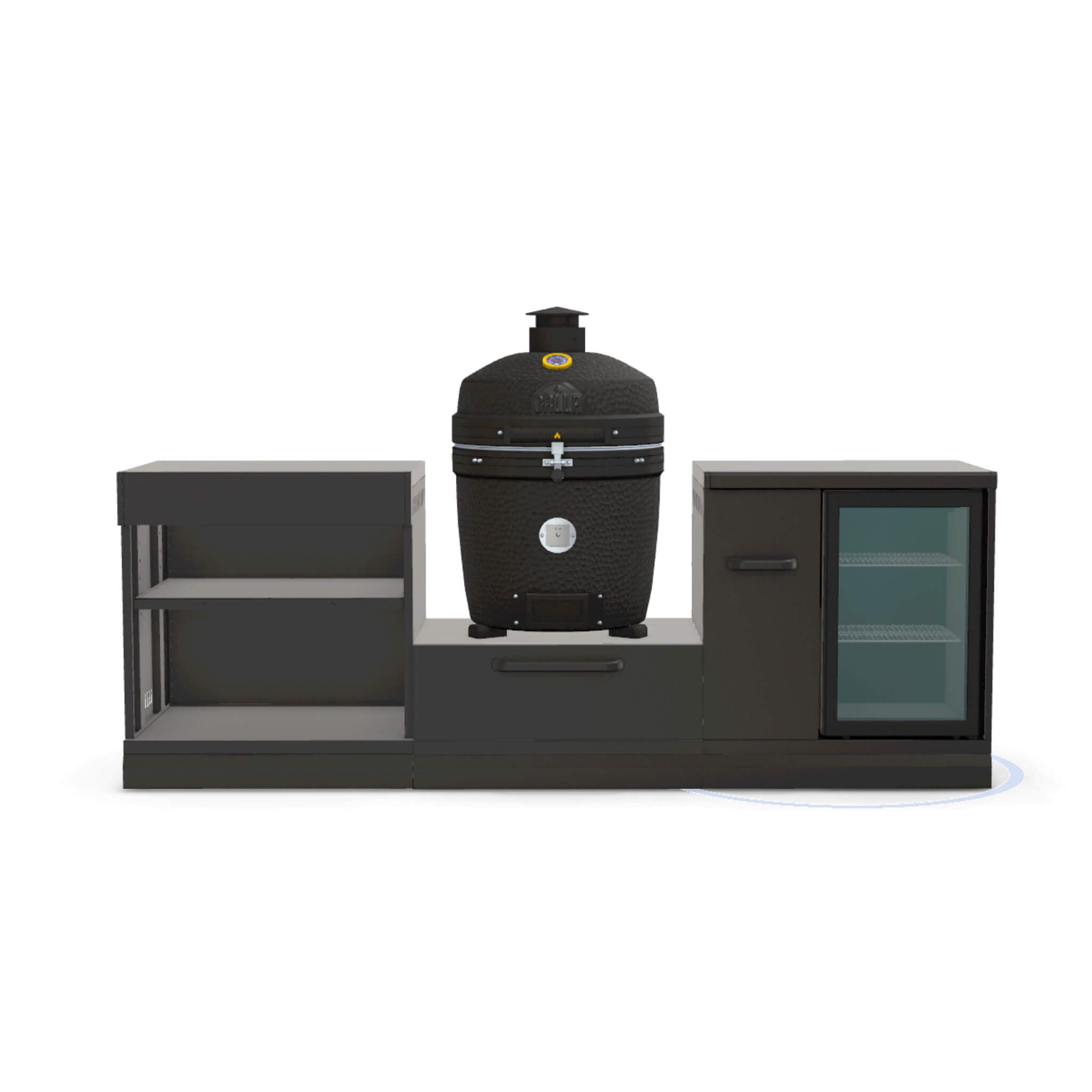 GRLLR Modular Outdoor Kitchen – Fridge, Shelf & Kamado Unit (18"/22" Ember)