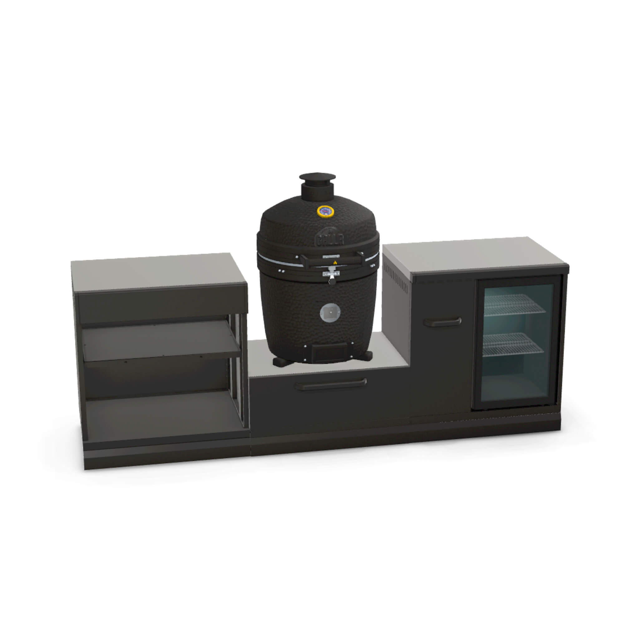 GRLLR Modular Outdoor Kitchen – Fridge, Shelf & Kamado Unit (18"/22" Ember)