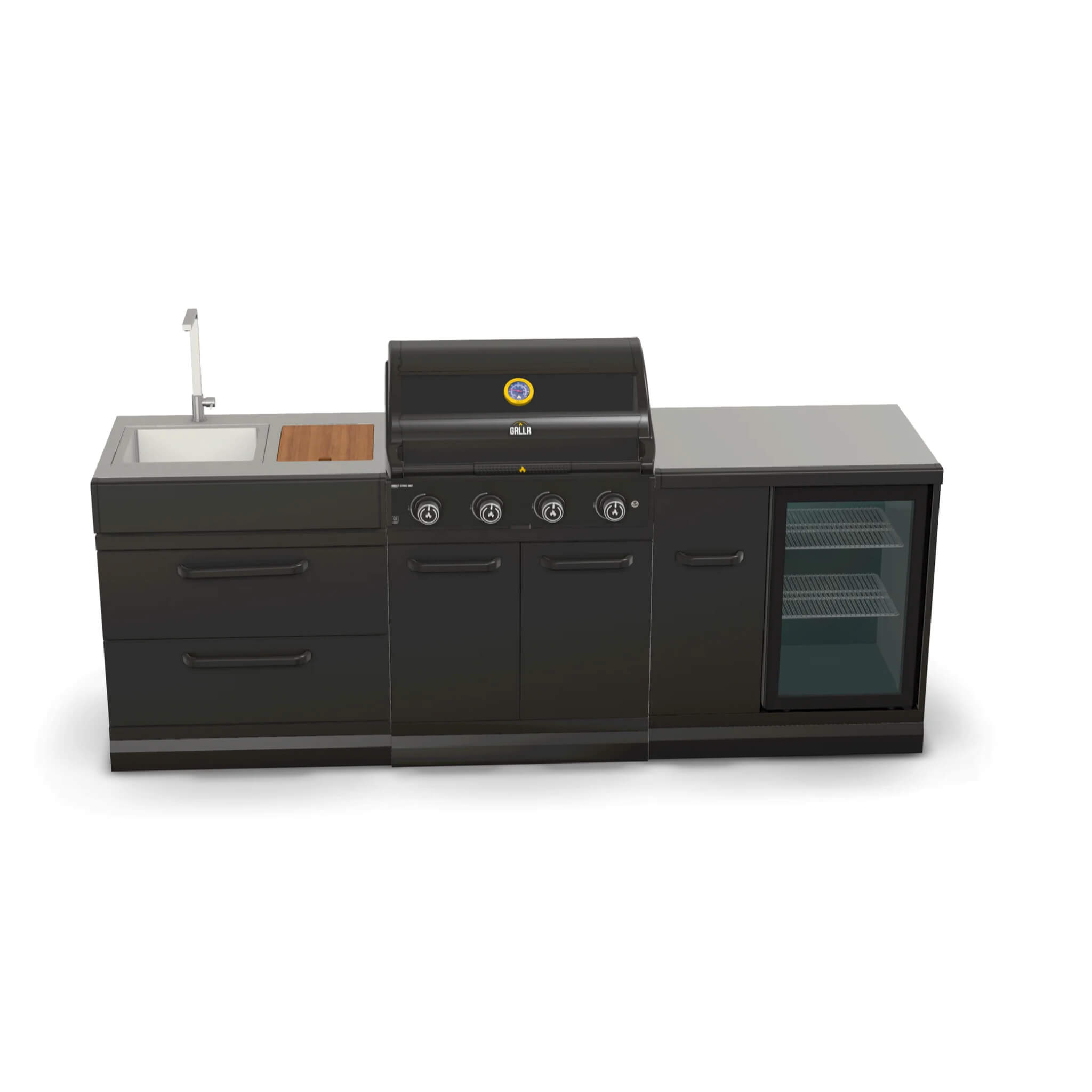 GRLLR Connect Outdoor Kitchen – 4-Burner BBQ, Sink & Fridge
