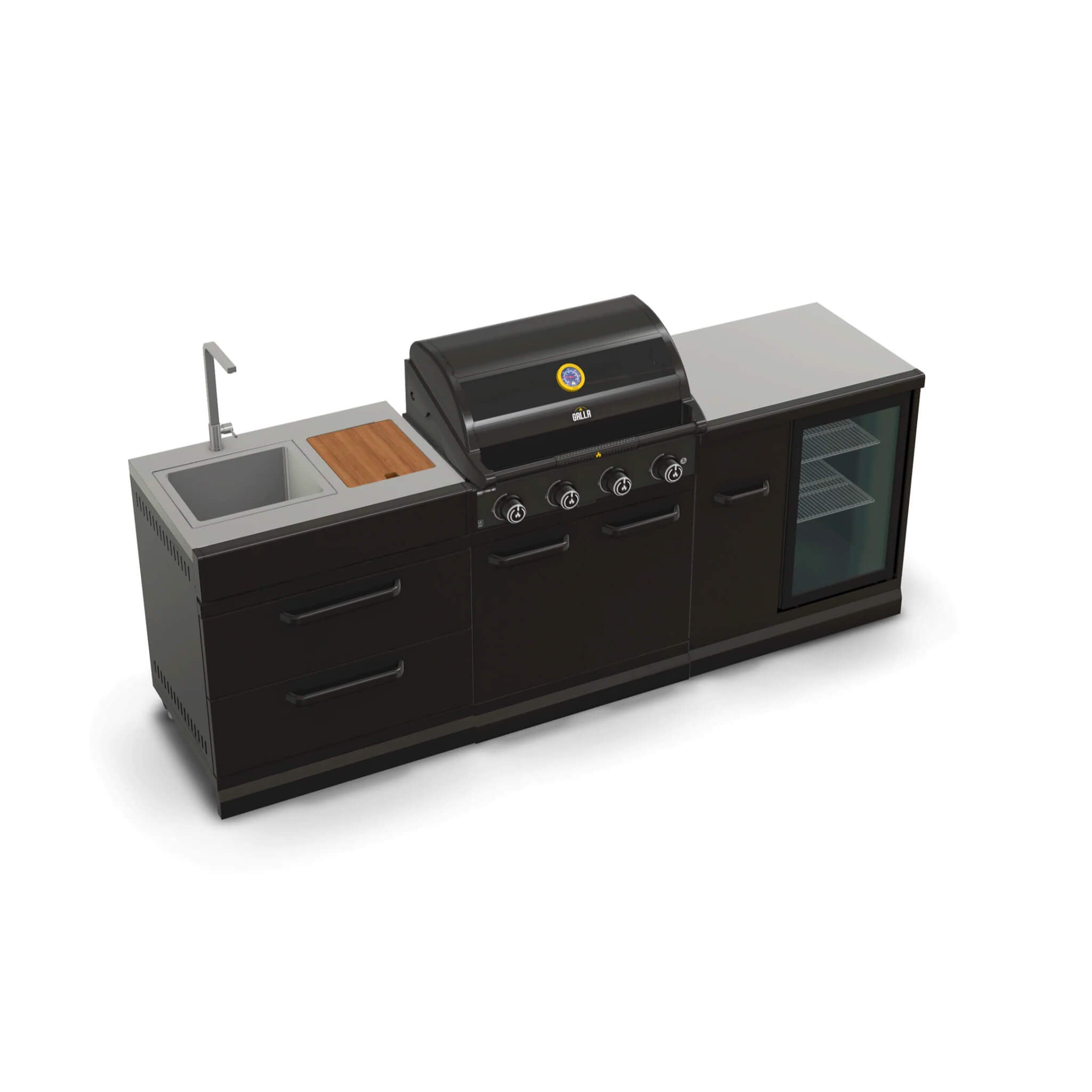 GRLLR Connect Outdoor Kitchen – 4-Burner BBQ, Sink & Fridge
