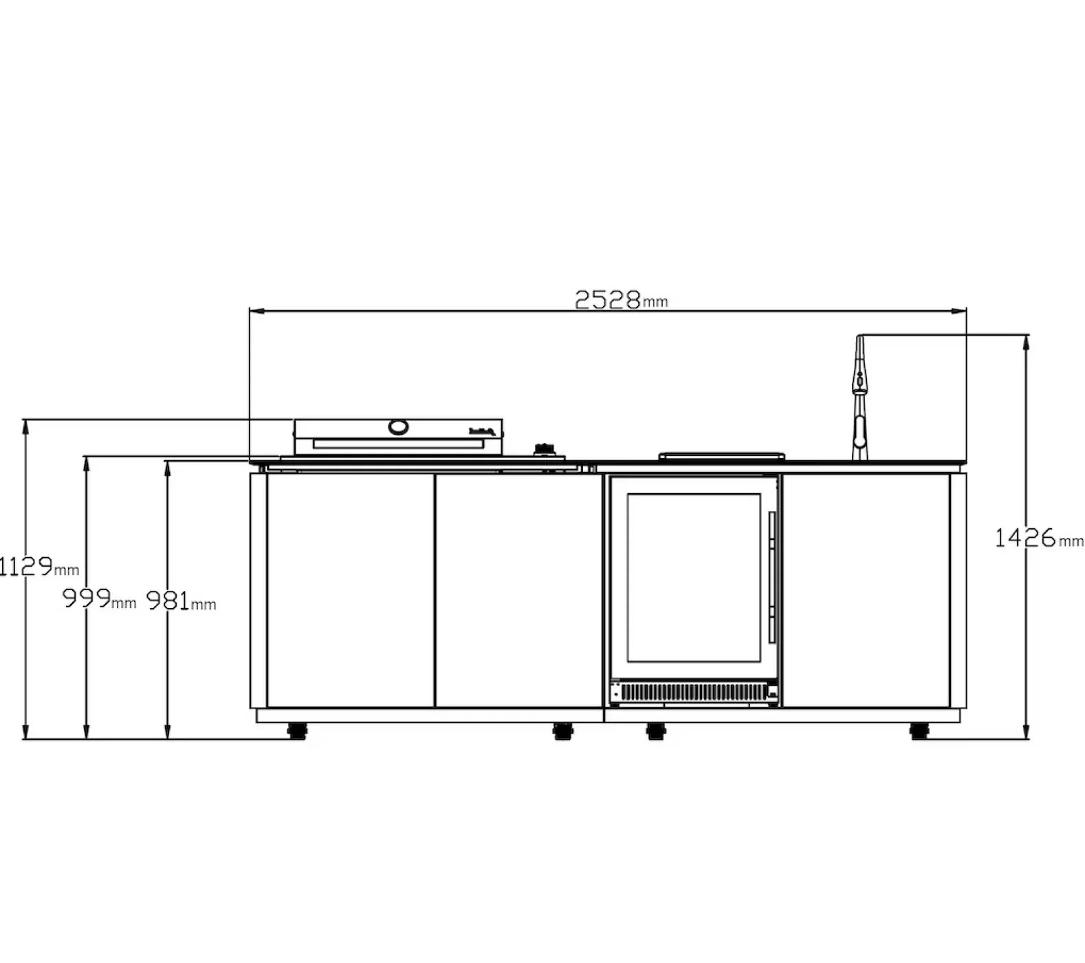 Buschbeck Derby Outdoor Kitchen Island 2.6M - Marble Grey