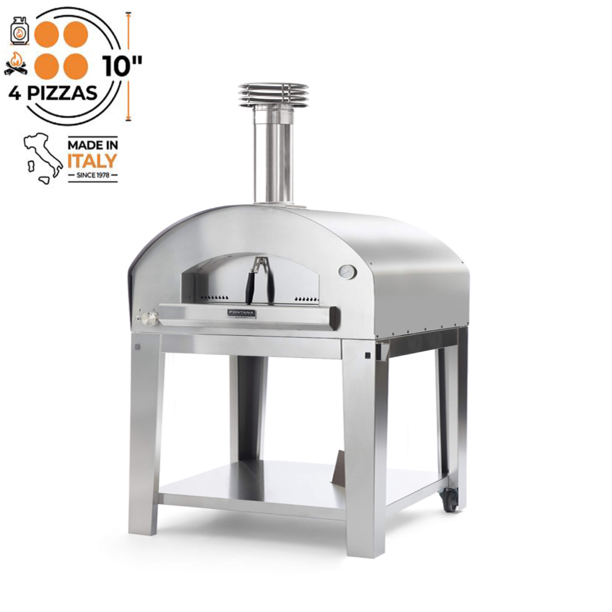Fontana Forni Marinara Dual Fuel Pizza Oven with Trolley – High Performance