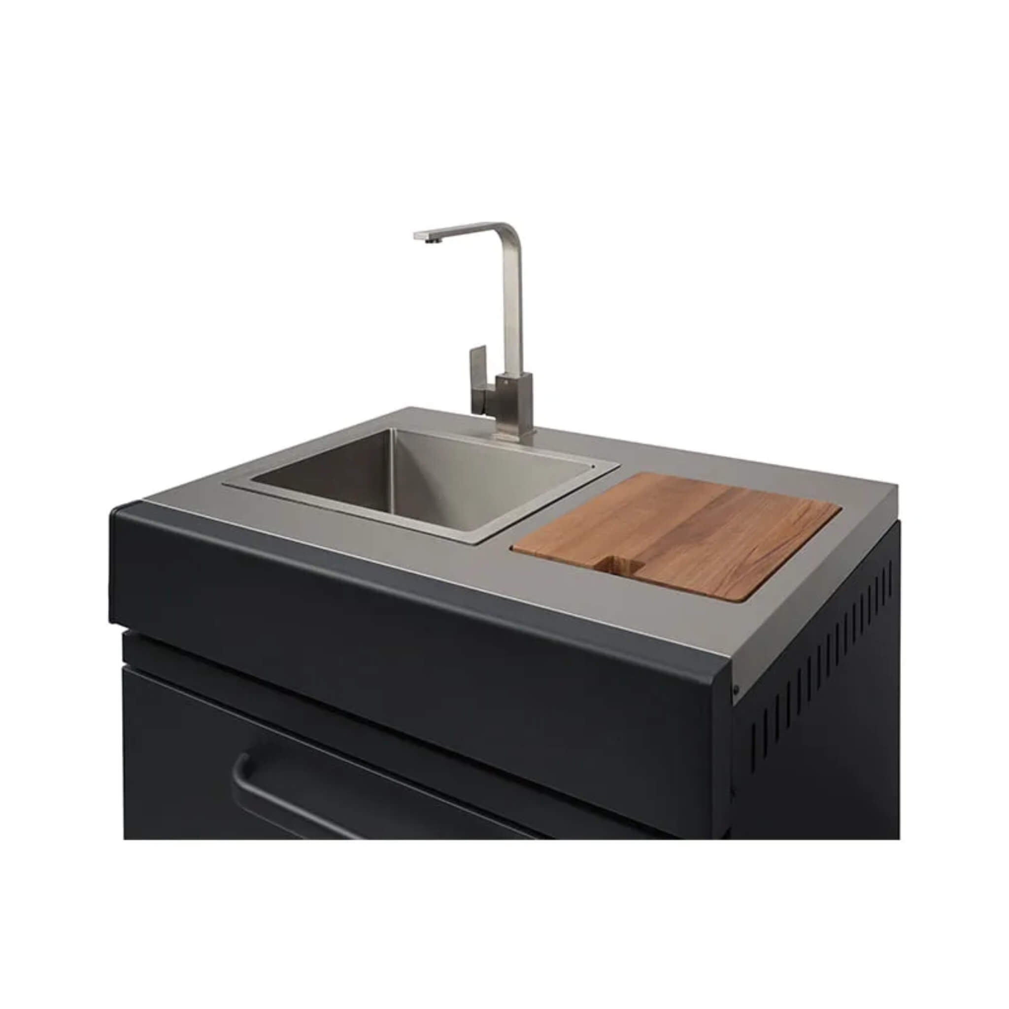GRLLR Connect L-Shape Outdoor Kitchen – BBQ, Sink, Fridge & Kamado Cabinet (Optional Kamado)