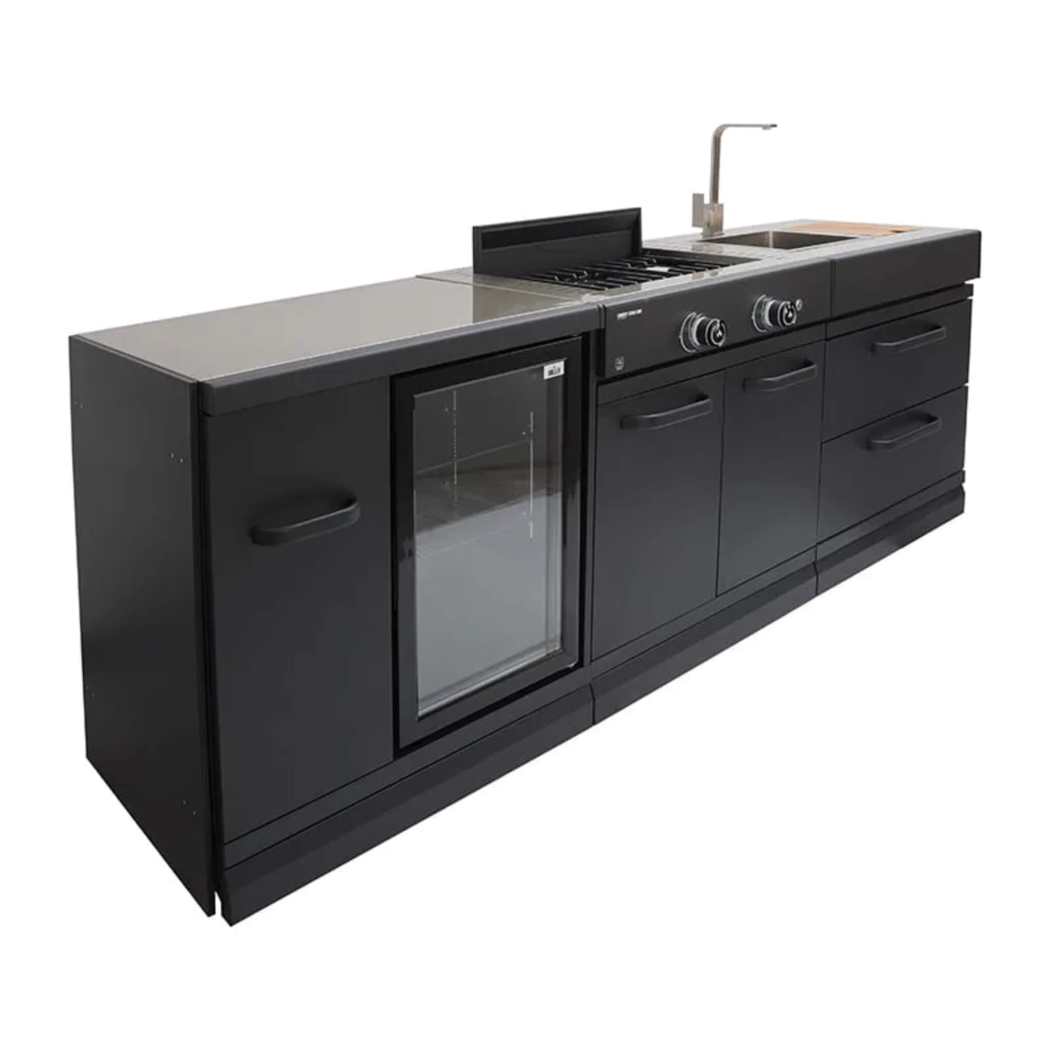 GRLLR Connect Outdoor Kitchen – 4-Burner BBQ, Sink & Fridge