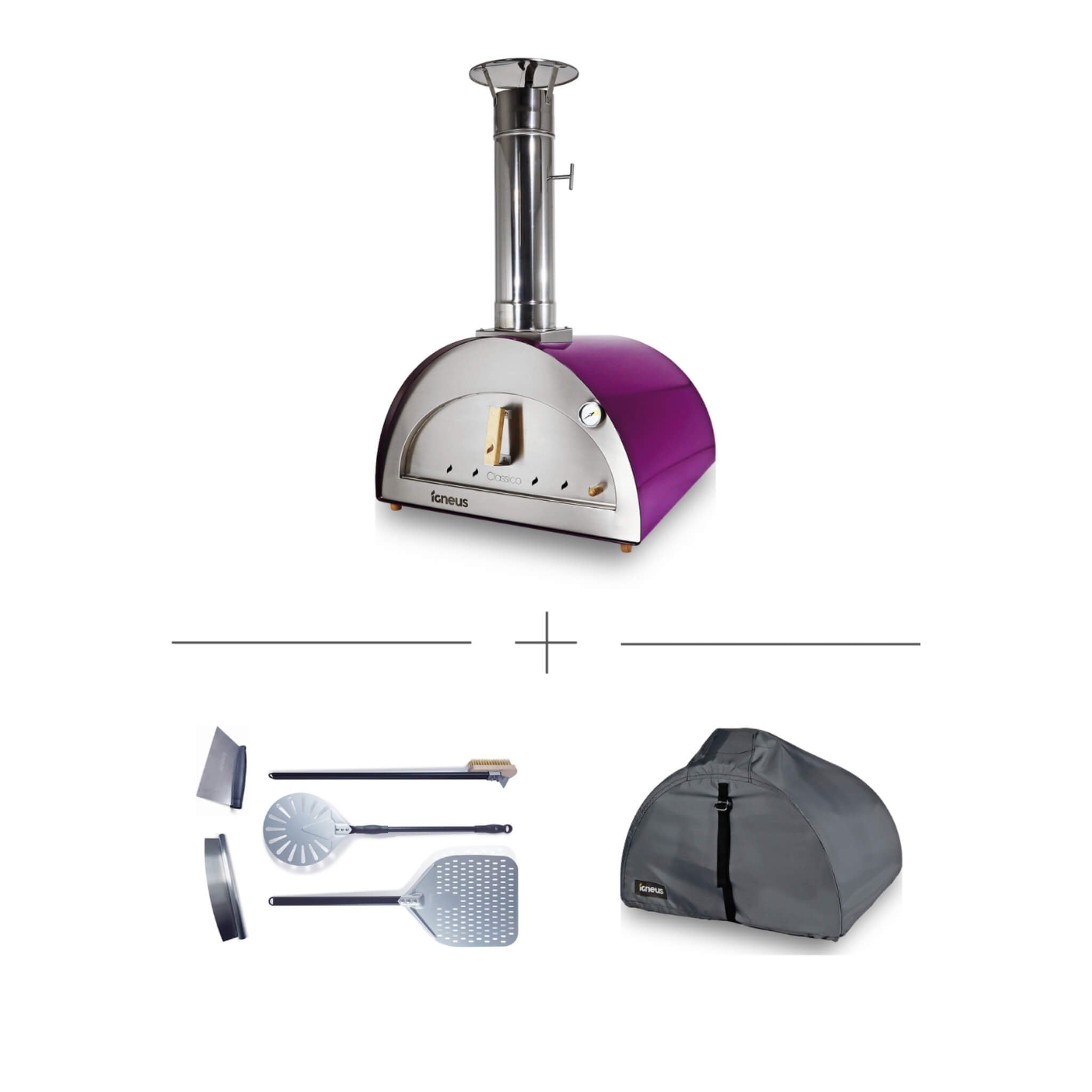 Igneus Classico Wood-Fired Pizza Oven Complete Bundle – Pro Toolset & Cover (60×60cm)